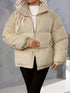 Damen-Corduroy-Jacke mit Stehkragen – Lange Ärmel, Taschen und Knopfverschluss lockere Passform